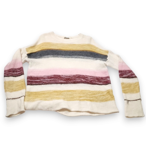 Rails Daphne Wool Cashmere Striped Sweater Cream Multi Metallic Size Large - Picture 6 of 17